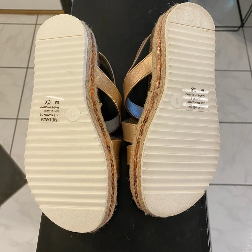 Jellypop Girls Light Gold Lanza Espadrille Platform Sandals - 1